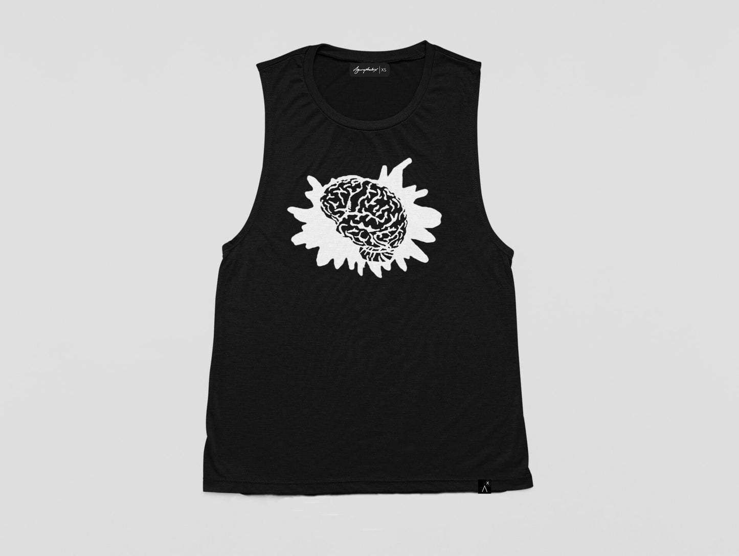 human brain print punk shirt muscle tank | horror print goth shirt graphic tee | biker shirt punk tank top