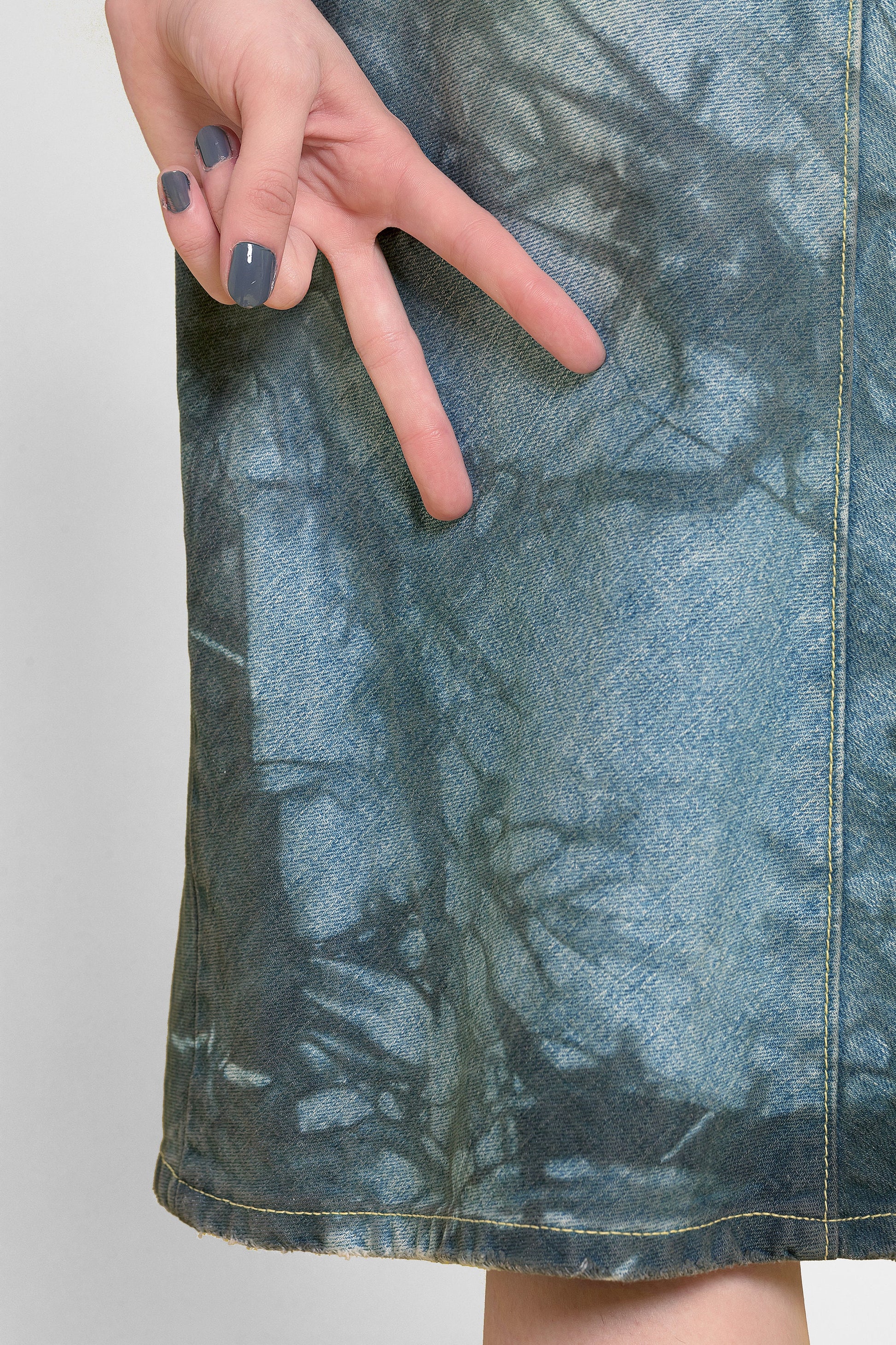 SALE Tie dye skirt midi denim skirt knee length skirt tie dye denim skirt | upcycled denim grunge skirt jean skirt | sustainable clothing