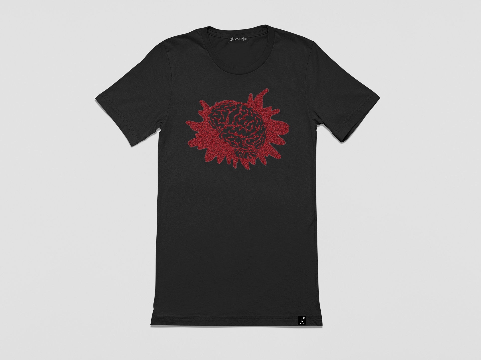 Handmade Glitter print anatomy brain print T shirt | Unisex Halloween shirt goth shirt cyberpunk clothing