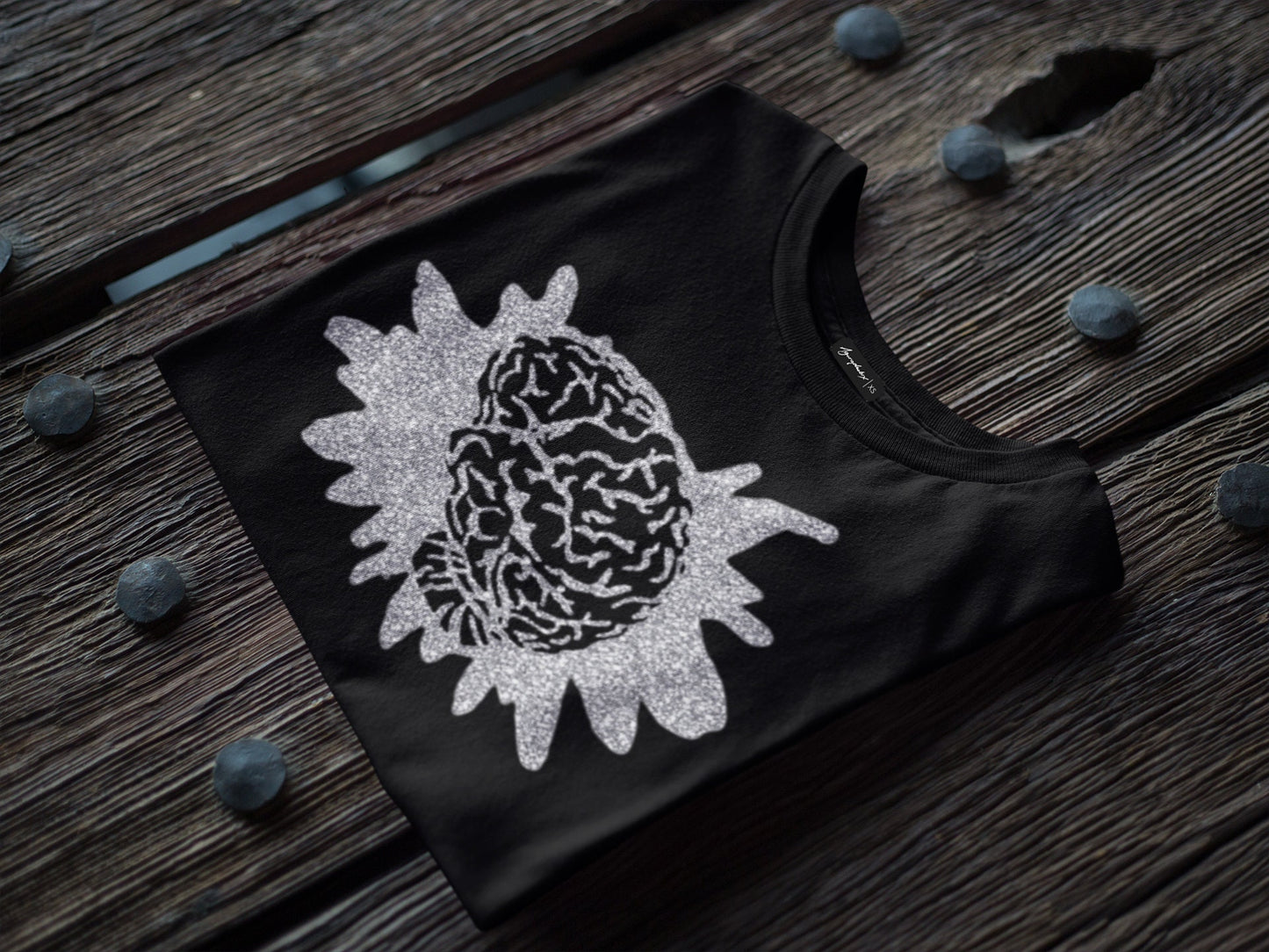 Handmade Glitter print anatomy brain print T shirt | Unisex Halloween shirt goth shirt cyberpunk clothing