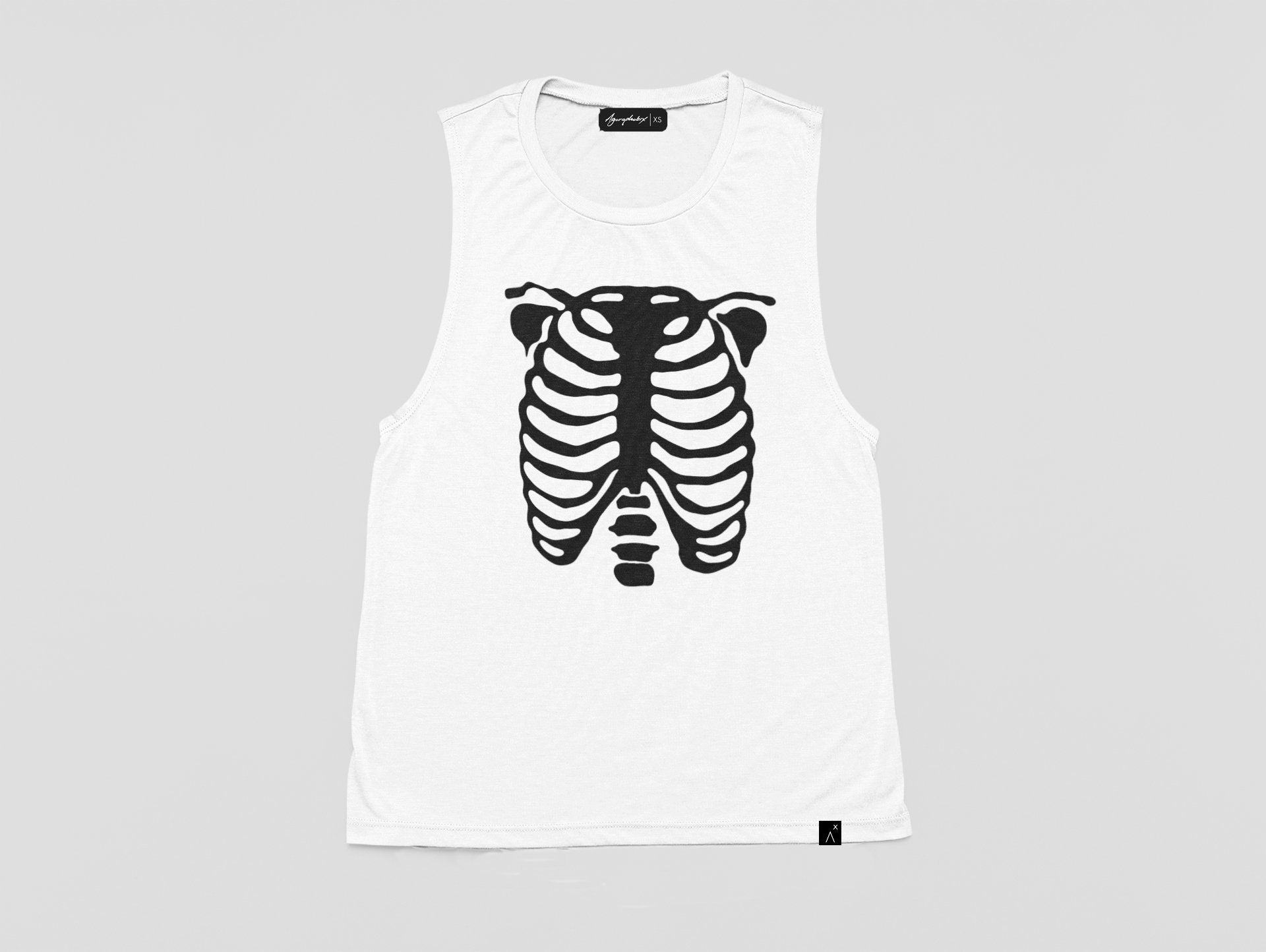 Skeleton rib cage print shirt oversize long tank top