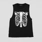 Skeleton rib cage print shirt oversize long tank top