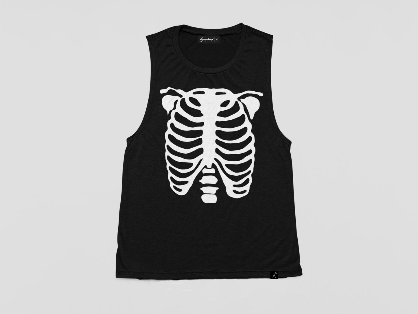 Skeleton rib cage print shirt oversize long tank top