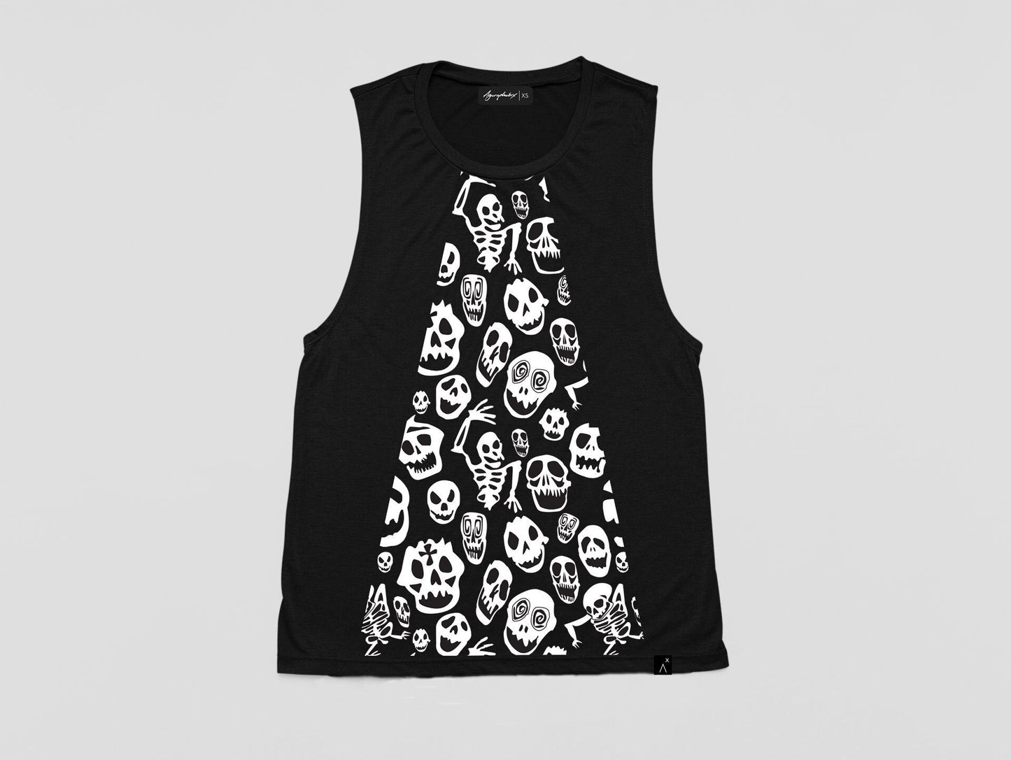 Unisex horror print skull top goth tank top | skull print biker shirt | skeleton print skeleton tshirt muscle top