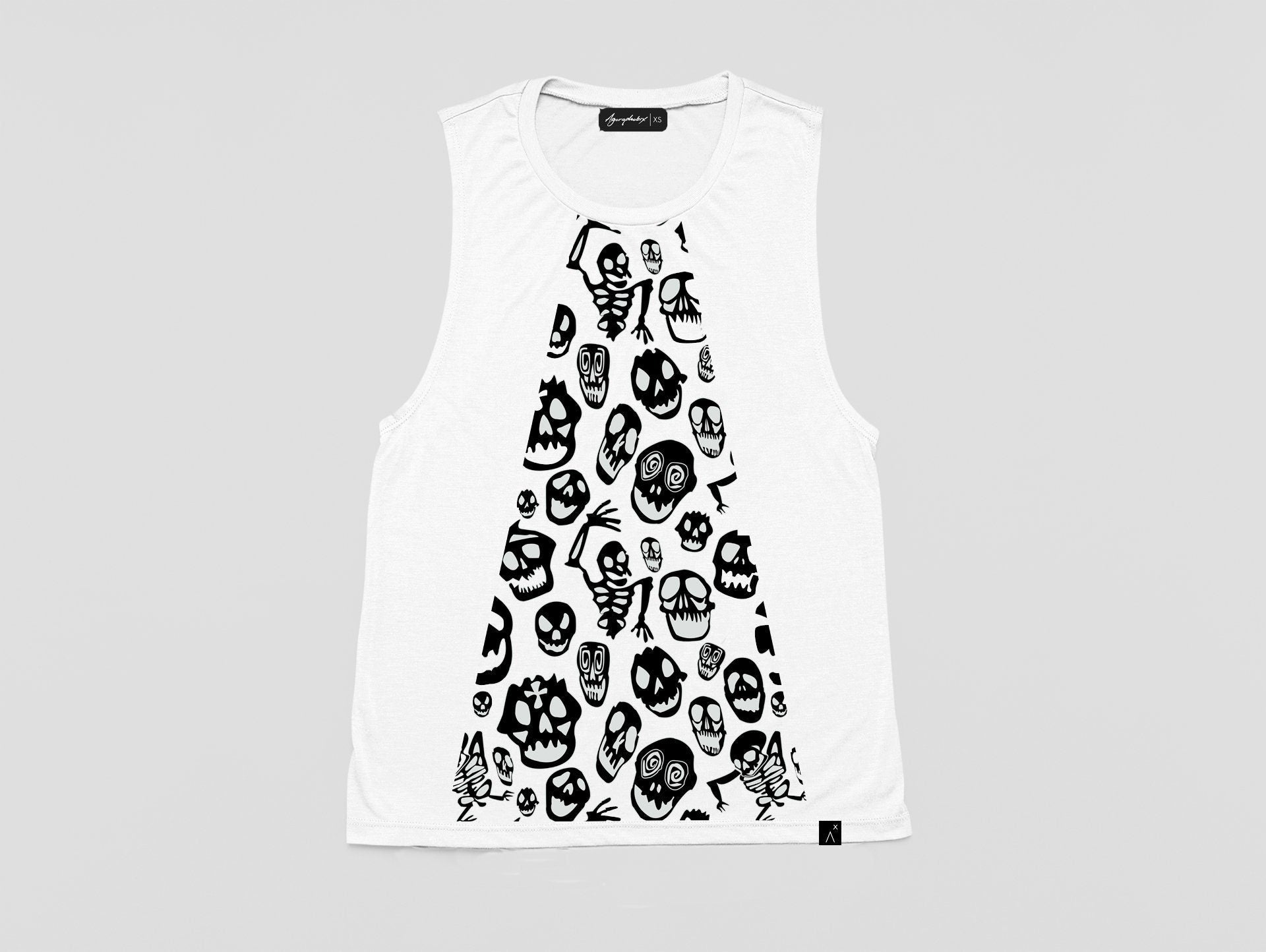 skull horror print goth tank top womens muscle tank | skull print biker shirt | skeleton print skeleton tshirt