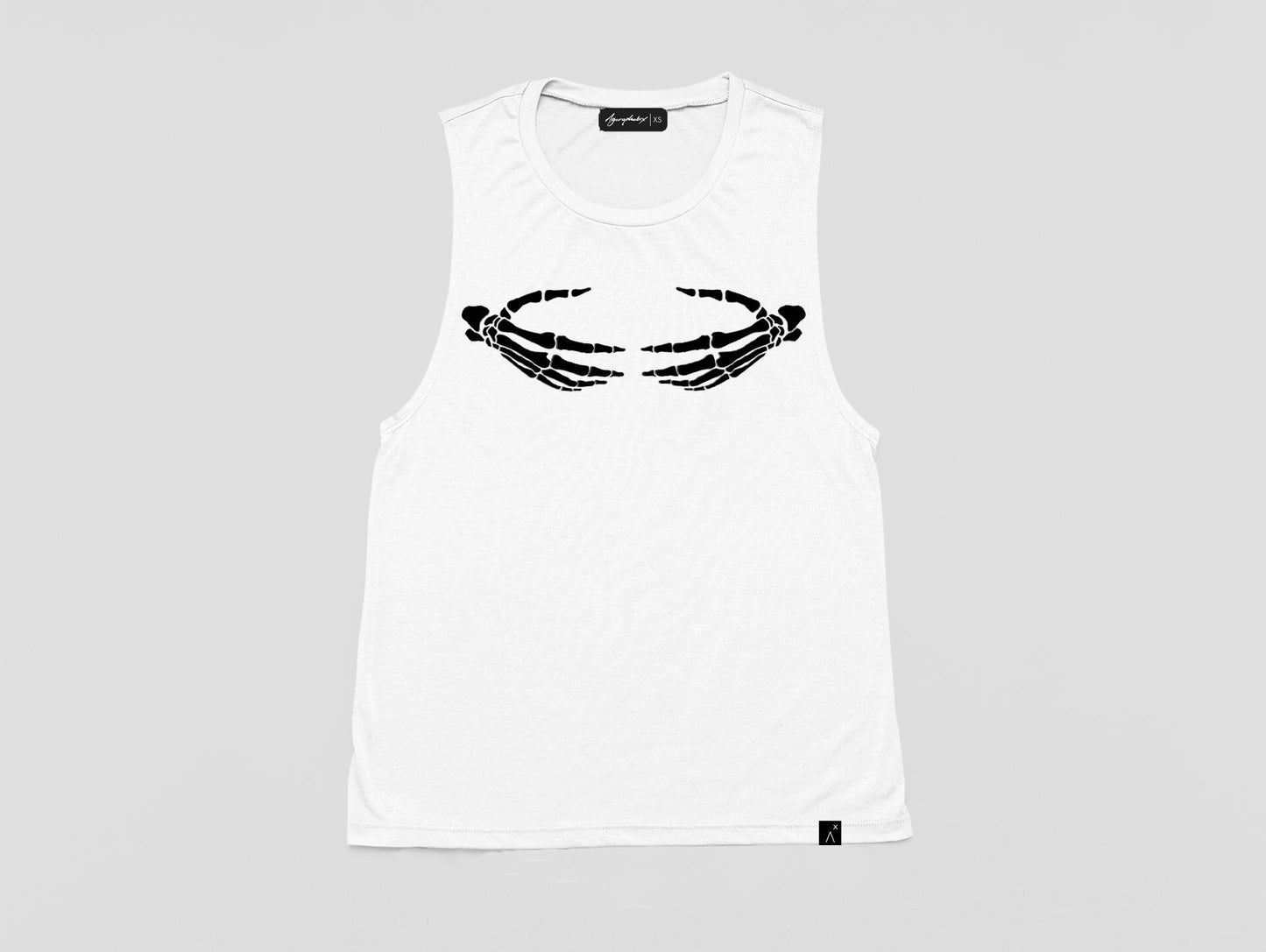 Death grip skeleton hand print punk shirt oversize tank top | halloween skeleton top cyberpunk clothing