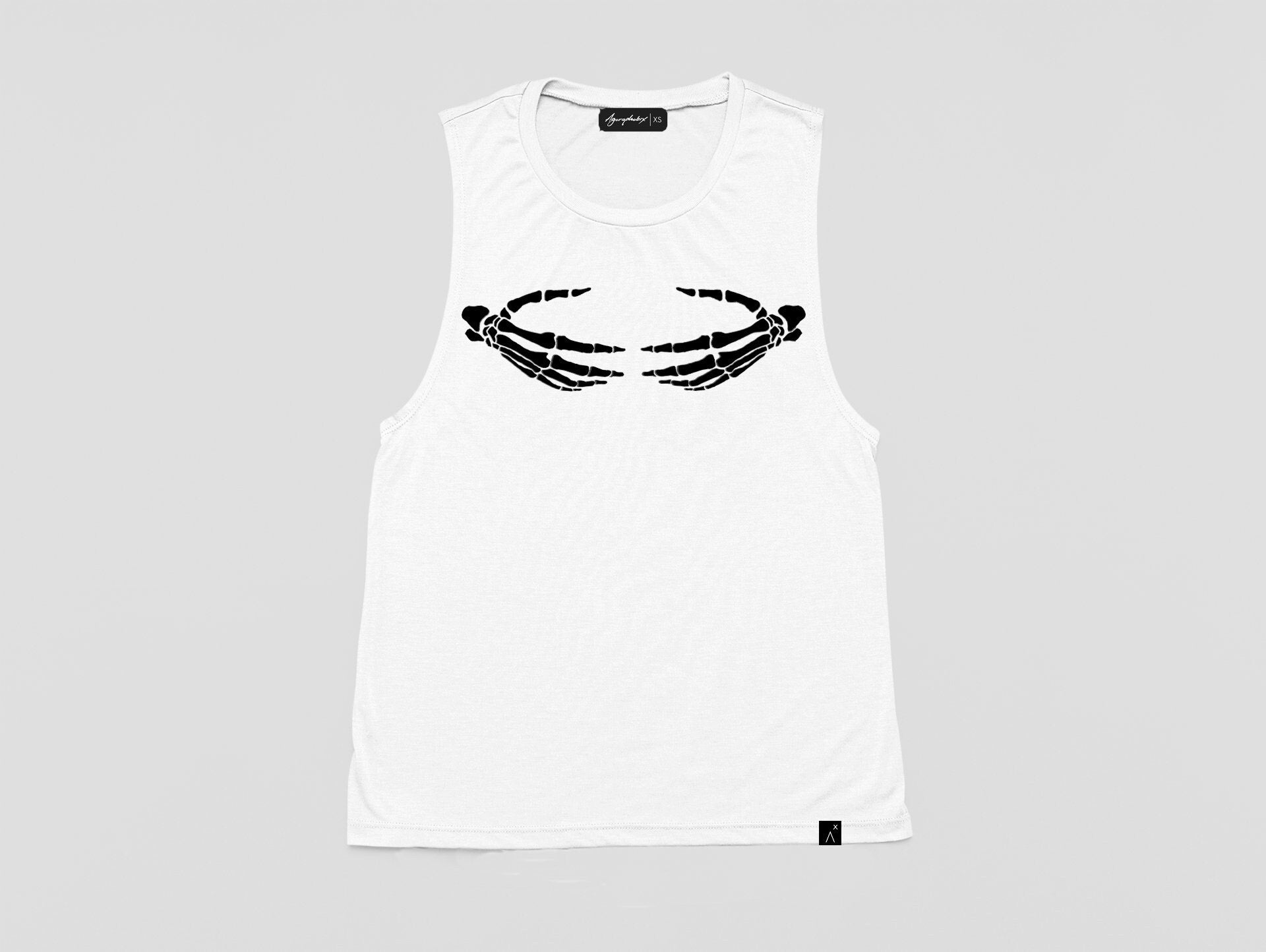 Death grip skeleton hand print punk shirt oversize tank top | halloween skeleton top cyberpunk clothing