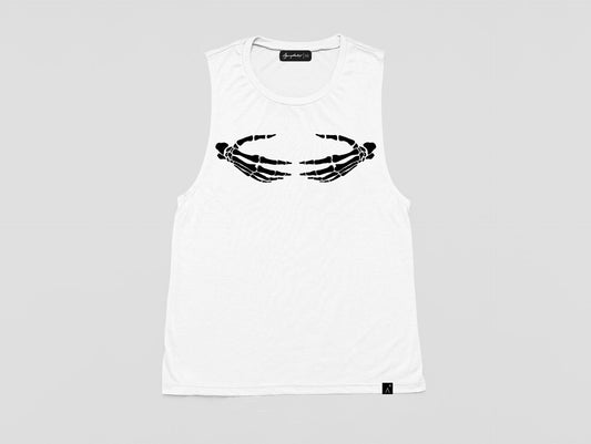 Death grip skeleton hand print punk shirt oversize tank top | halloween skeleton top cyberpunk clothing