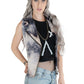 Black smoke tie dye denim biker vest tie dye vest biker jacket | moto vest soft grunge denim vest upcycled denim burning man vest