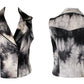 Black smoke tie dye denim biker vest tie dye vest biker jacket | moto vest soft grunge denim vest upcycled denim burning man vest