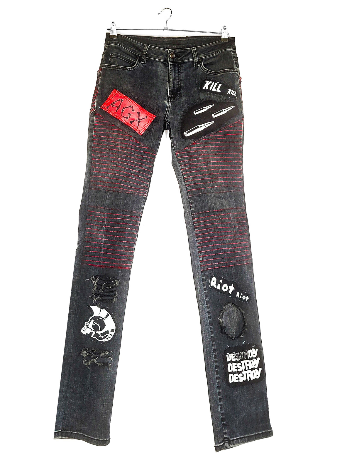 punk jeans crust punk pants embroidered jeans biker jeans | patchwork jeans streetwear pants ripped jeans men | goth pants goth jeans
