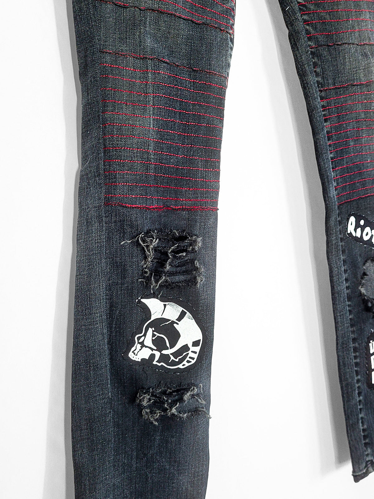 punk jeans crust punk pants embroidered jeans biker jeans | patchwork jeans streetwear pants ripped jeans men | goth pants goth jeans
