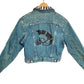 green denim jacket glitter skull studded denim jacket punk jacket | custom denim jacket hand painted denim jacket custom jean jacket size S