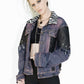 custom jean jacket skeleton jacket battle jacket goth jacket punk jacket | oversized jacket leather jacket | studded denim jacket | size XL