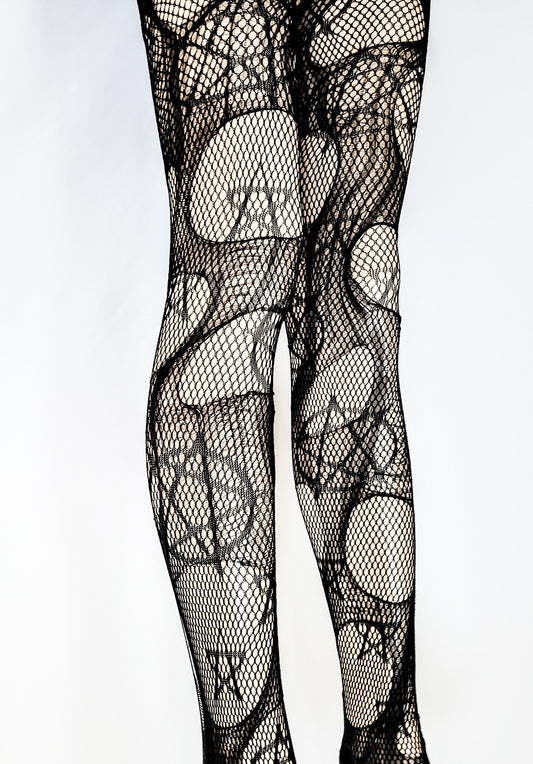 Pentagram torn tights fishnet tights ripped tights goth tights | gothic tights fishnet stockings lingerie fishnet leggings distressed tights