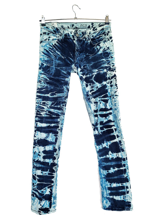 bleached jeans tie dye jeans tie dye pants y2k jeans lee jeans 2000s jeans | punk jeans skinny jeans low rise jeans | Size 28 waist