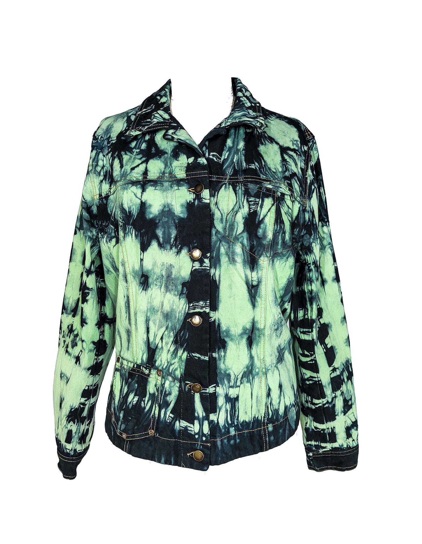 tie dye neon green denim jacket oversized denim jacket | punk jacket | upcycled jean jacket size XL