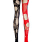 Blood Red Black Fishnet Tights Gothic Vampire Tights Distressed Alternative Halloween Tights Dark Witch Leggings Grunge Stockings