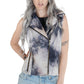 Black smoke tie dye denim biker vest tie dye vest biker jacket | moto vest soft grunge denim vest upcycled denim burning man vest