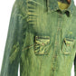 green denim fitted denim shirt concert shirt | chambray shirt 90s grunge shirt grunge denim shirt festival shirt | Upcycled denim