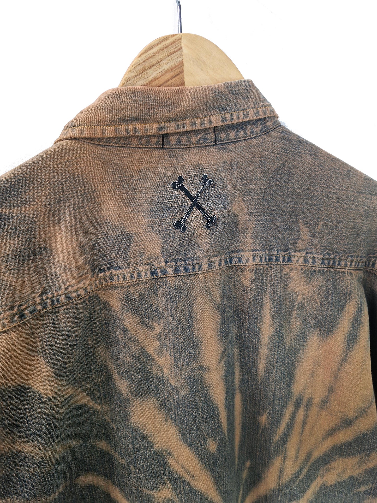 brown jeans tie dye jean shirt vintage levis shirt brown jacket | upcycled denim shirt | jeans shirt | Upcycled clothing | Size L