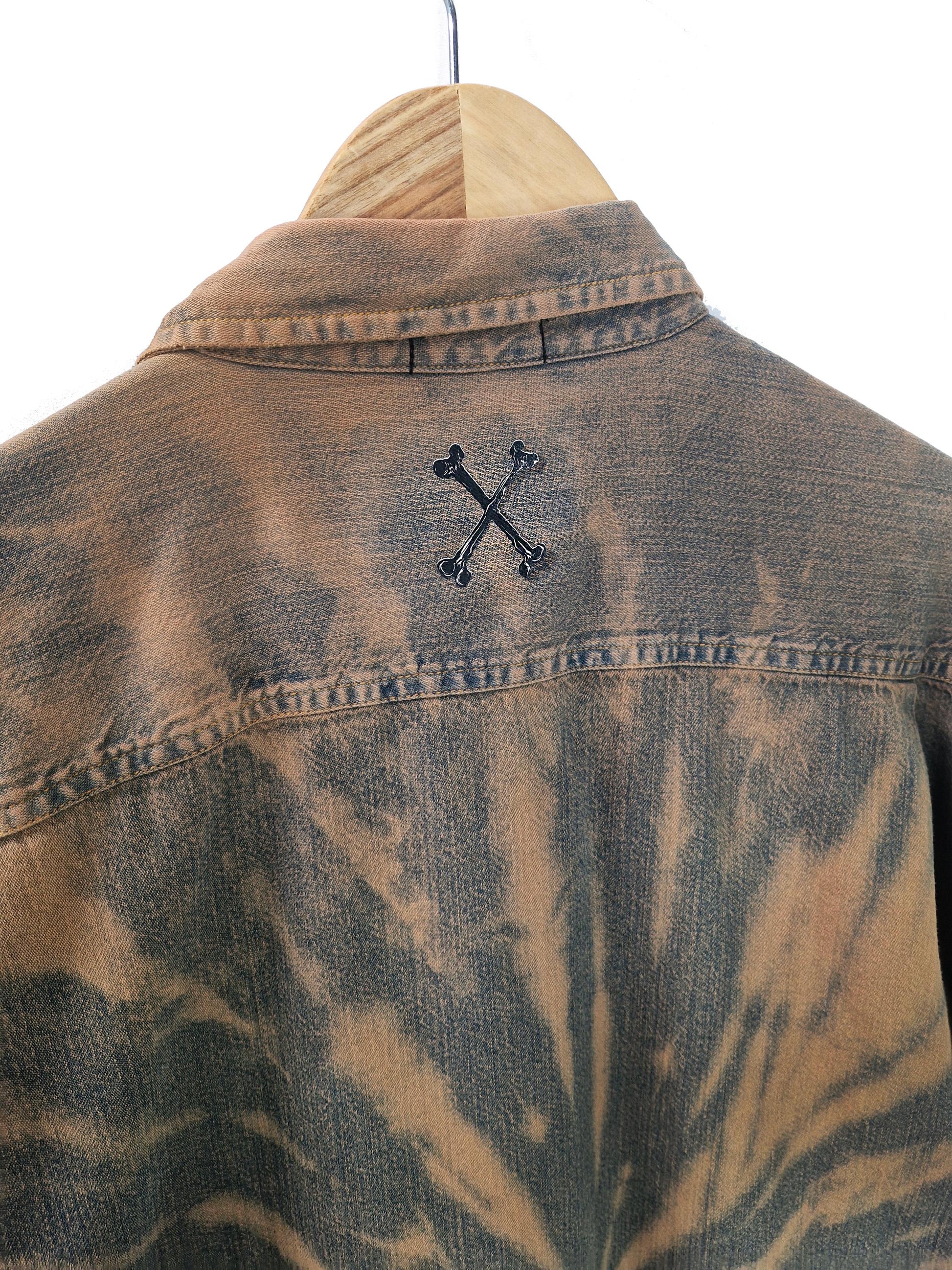 brown jeans tie dye jean shirt vintage levis shirt brown jacket | upcycled denim shirt | jeans shirt | Upcycled clothing | Size L