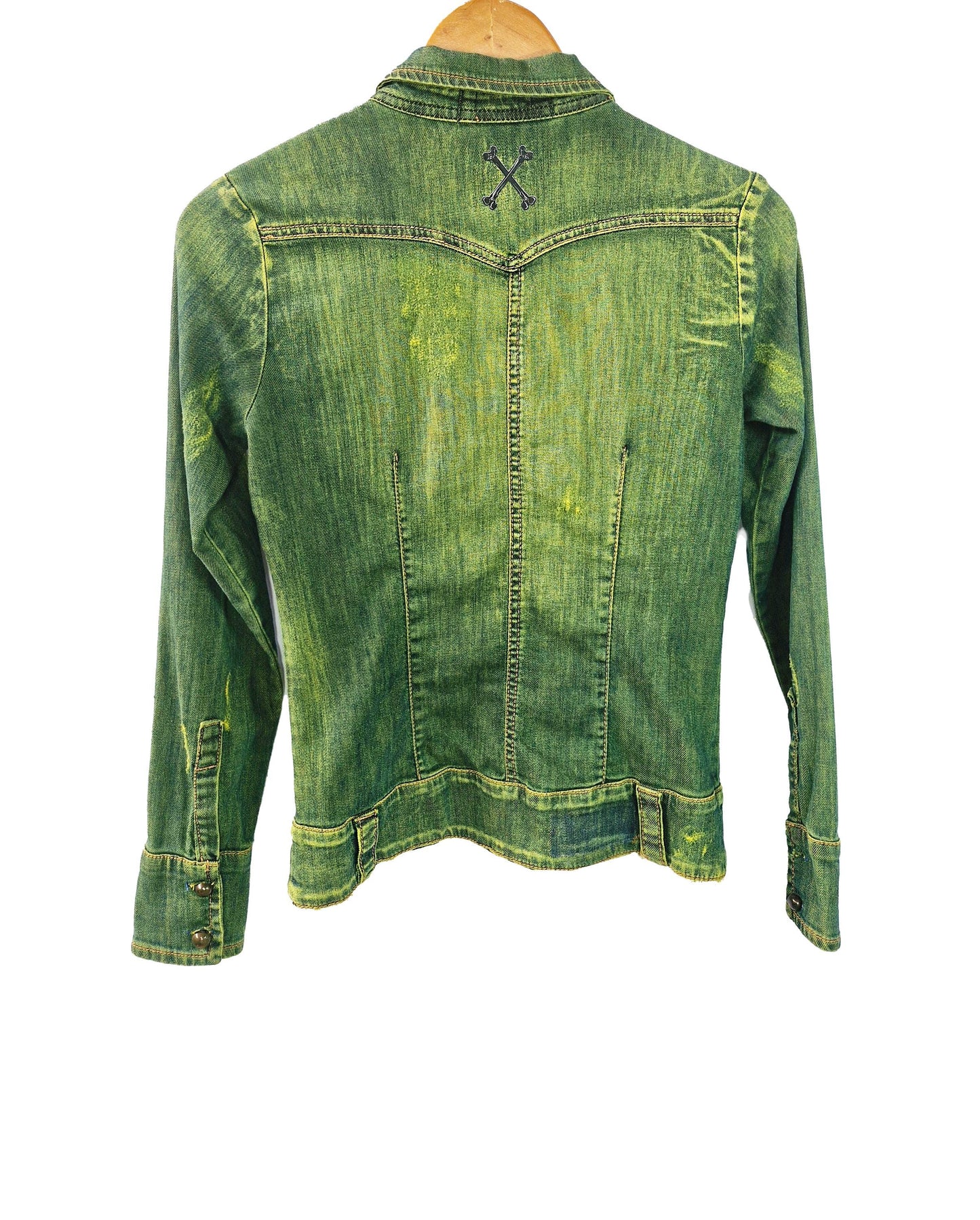 green denim fitted denim shirt concert shirt | chambray shirt 90s grunge shirt grunge denim shirt festival shirt | Upcycled denim