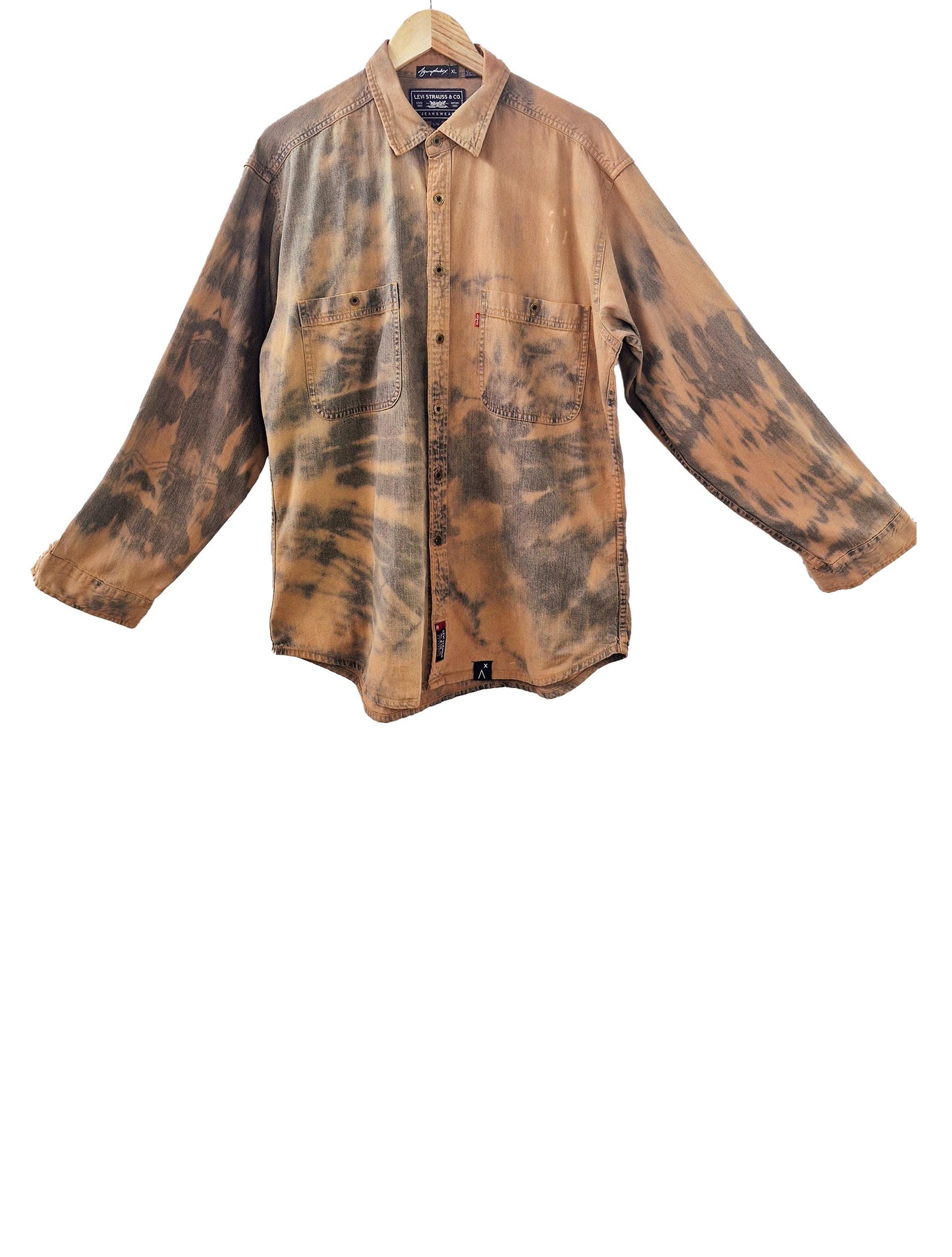 brown jeans tie dye jean shirt vintage levis shirt brown jacket | upcycled denim shirt | jeans shirt | Upcycled clothing | Size L