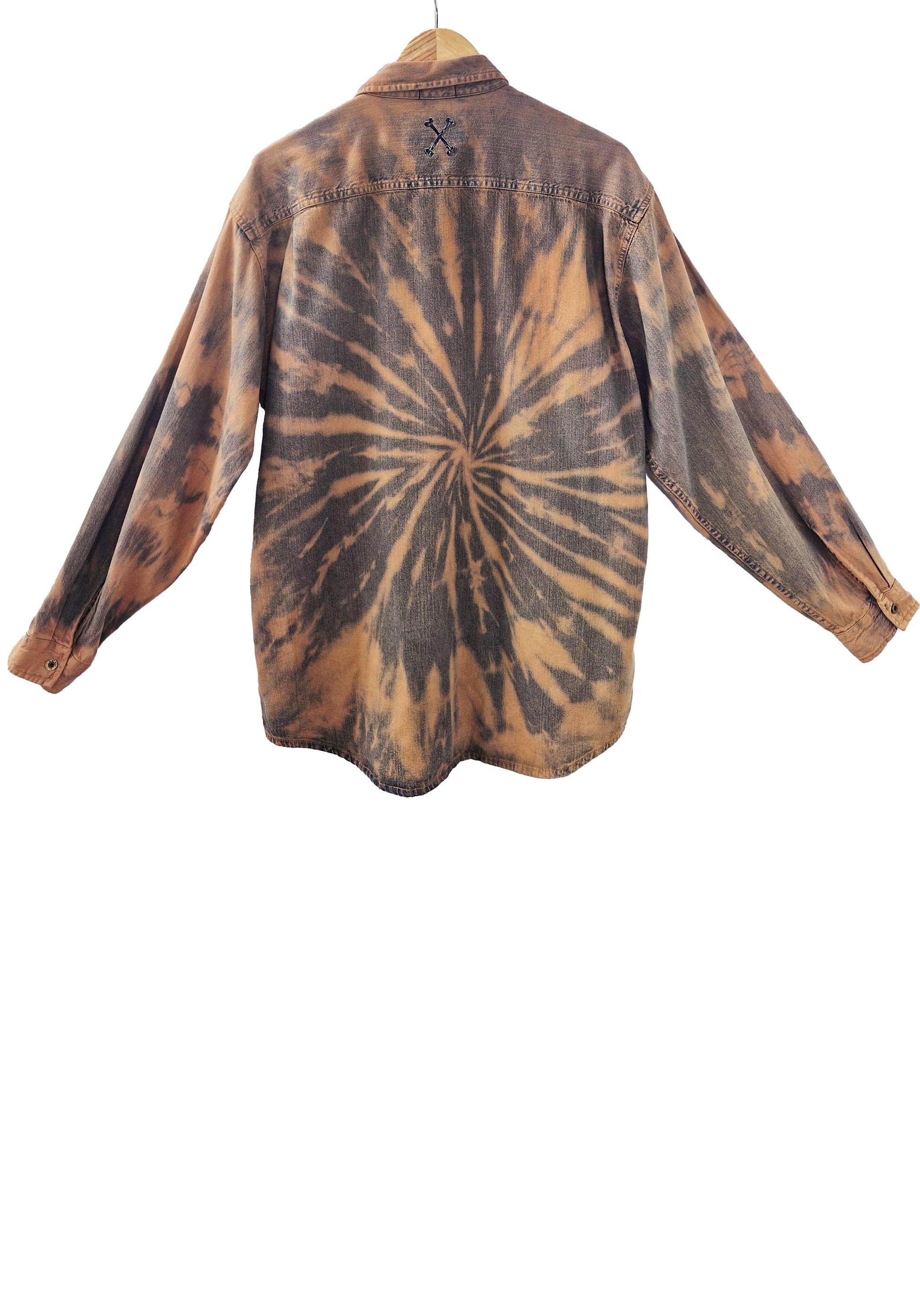 brown jeans tie dye jean shirt vintage levis shirt brown jacket | upcycled denim shirt | jeans shirt | Upcycled clothing | Size L