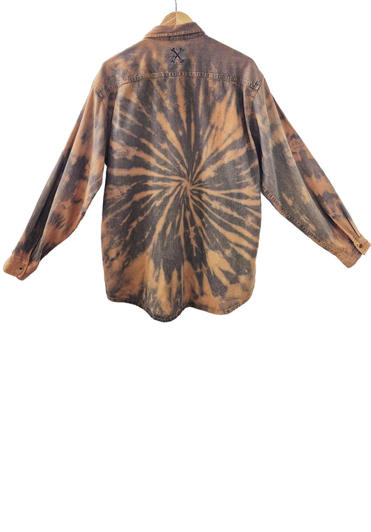 brown jeans tie dye jean shirt vintage levis shirt brown jacket | upcycled denim shirt | jeans shirt | Upcycled clothing | Size L