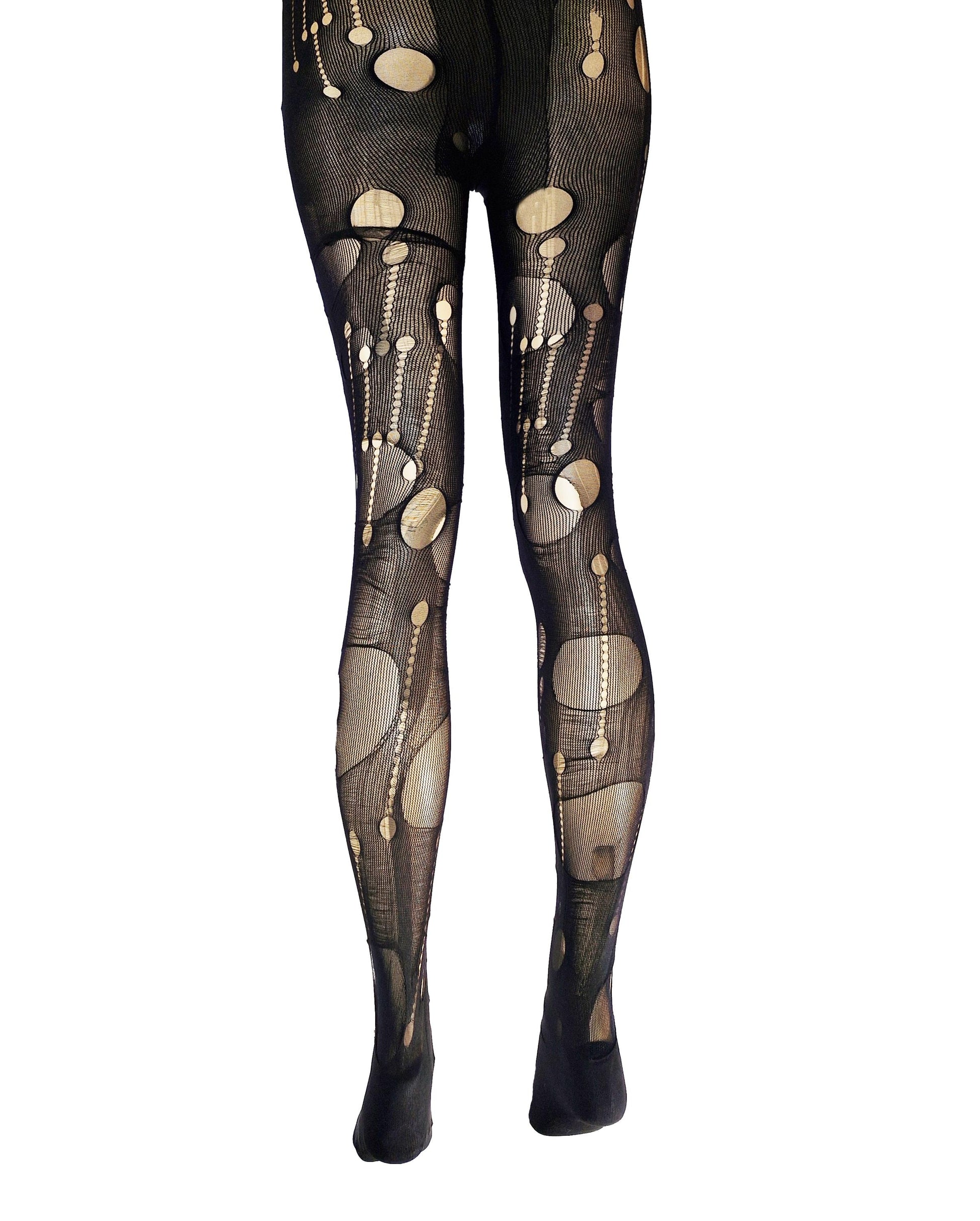 Black Ripped Tights Distressed Fishnet Tights Grunge Punk Goth Alternative Leggings Edgy Festival Stockings Dark Fashion