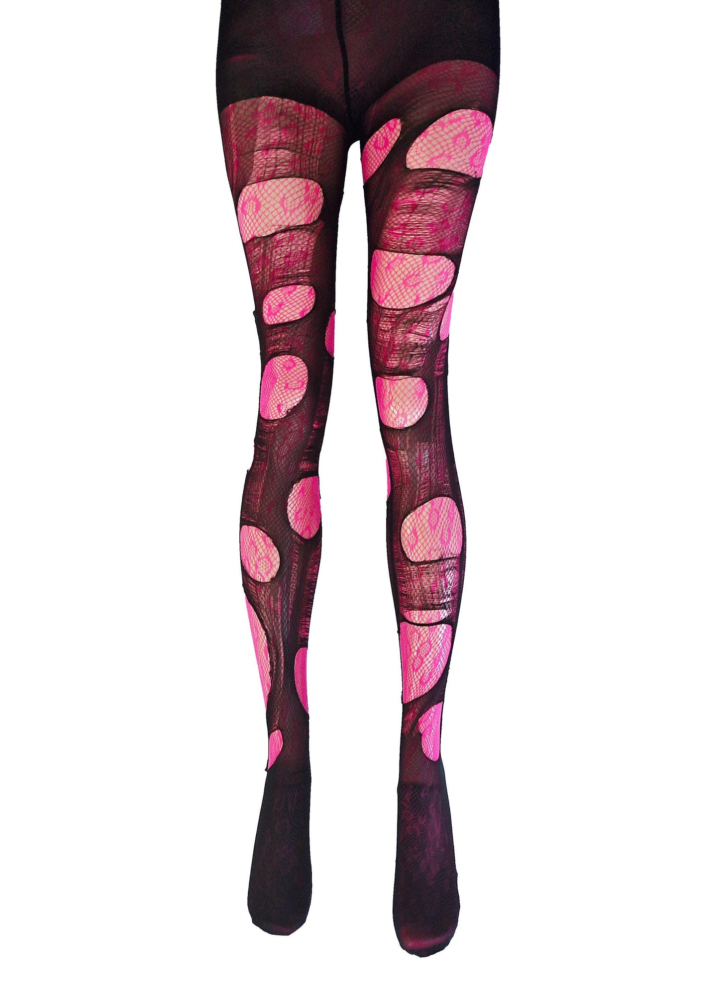 Neon Green Leopard Tights Ripped Fishnet Tights Festival Outfit Rave Tights Y2K Leopard Print Leggings Burning Man Clothing
