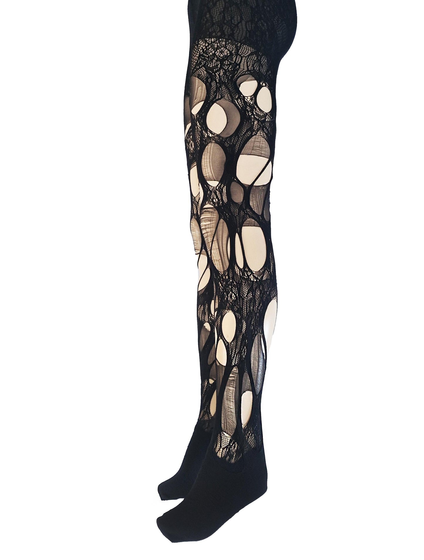 black lace tights floral lace torn tights fishnet tights Halloween tights patterned tights fishnet stockings gothic tights goth tights