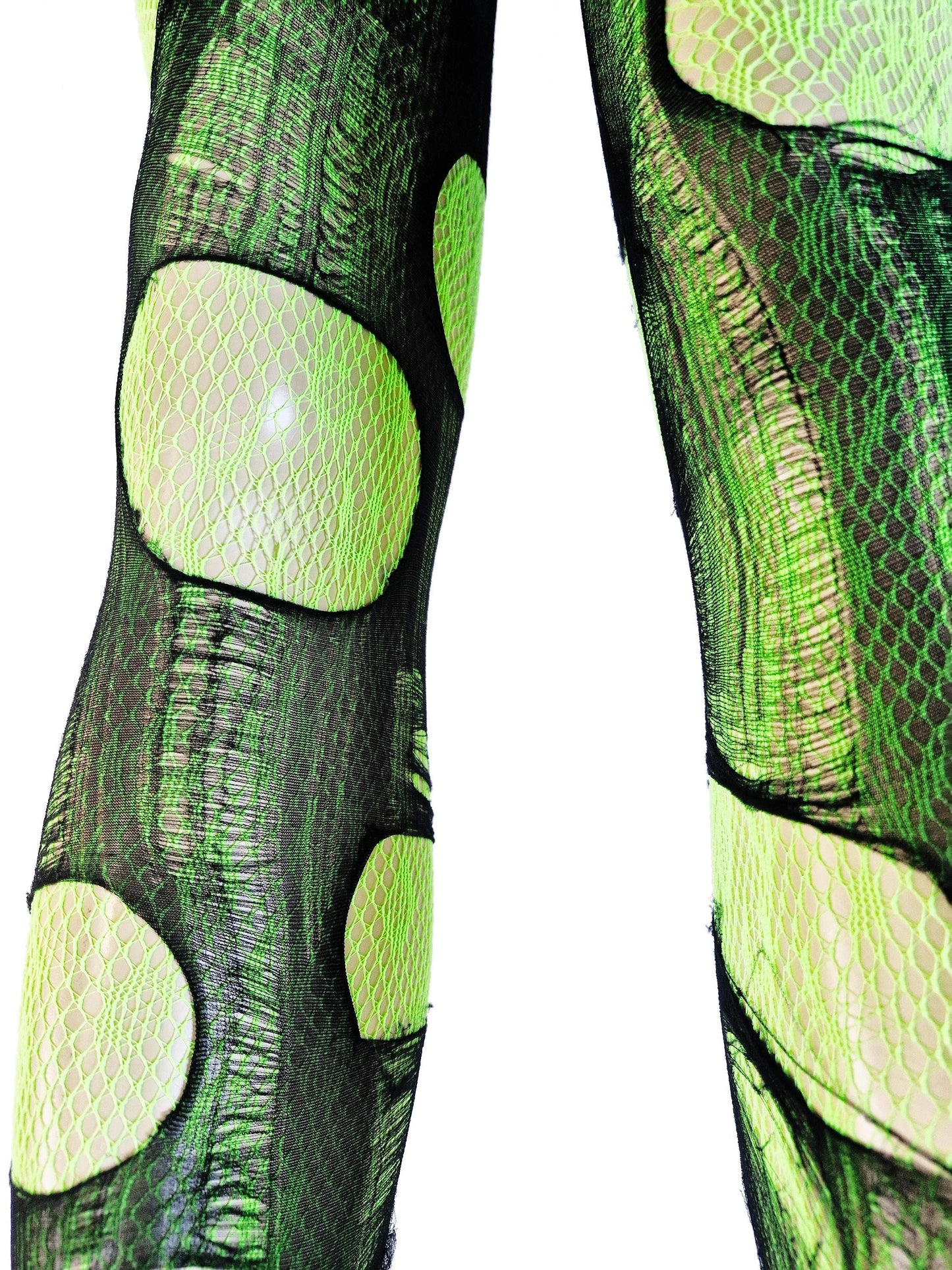 Neon Green Leopard Tights Ripped Fishnet Tights Festival Outfit Rave Tights Y2K Leopard Print Leggings Burning Man Clothing