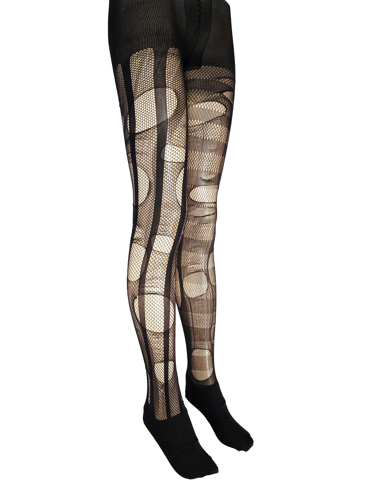 Black Striped Goth Tights Distressed Fishnet Tights Dark Romantic Leggings Alternative Gothic Punk Witchy Stockings