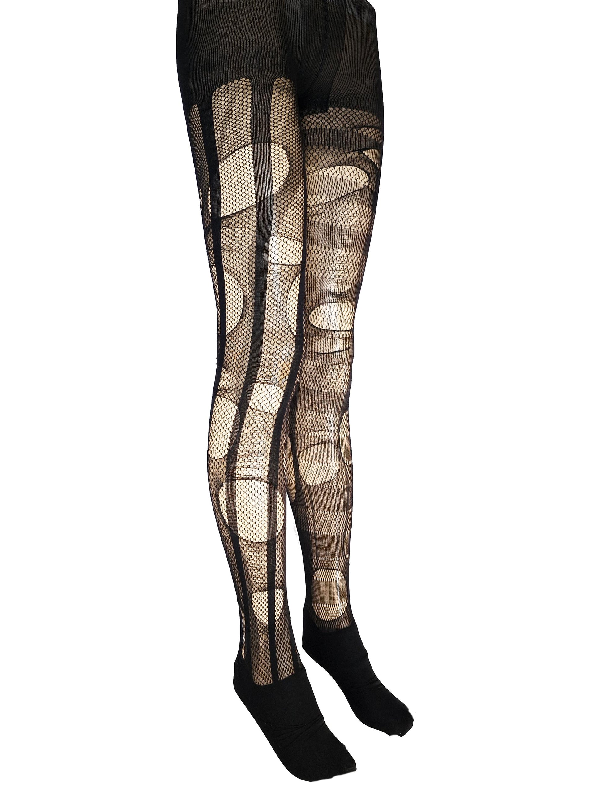 Black Striped Goth Tights Distressed Fishnet Tights Dark Romantic Leggings Alternative Gothic Punk Witchy Stockings
