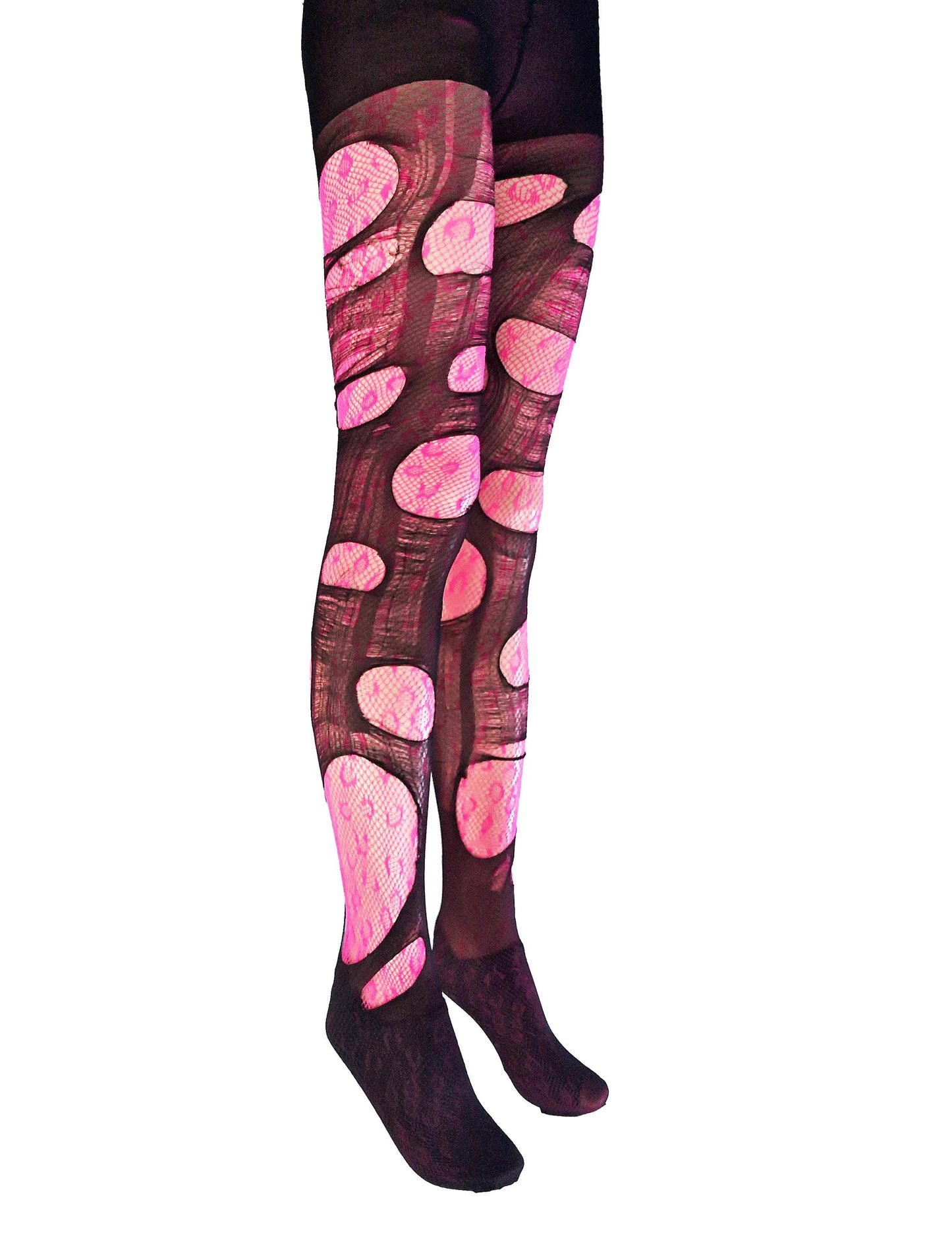 Neon Green Leopard Tights Ripped Fishnet Tights Festival Outfit Rave Tights Y2K Leopard Print Leggings Burning Man Clothing