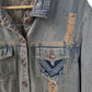 custom jean jacket goth jacket punk jacket brown denim jacket | unique jacket distressed jacket upcycled denim jacket custom denim | size M