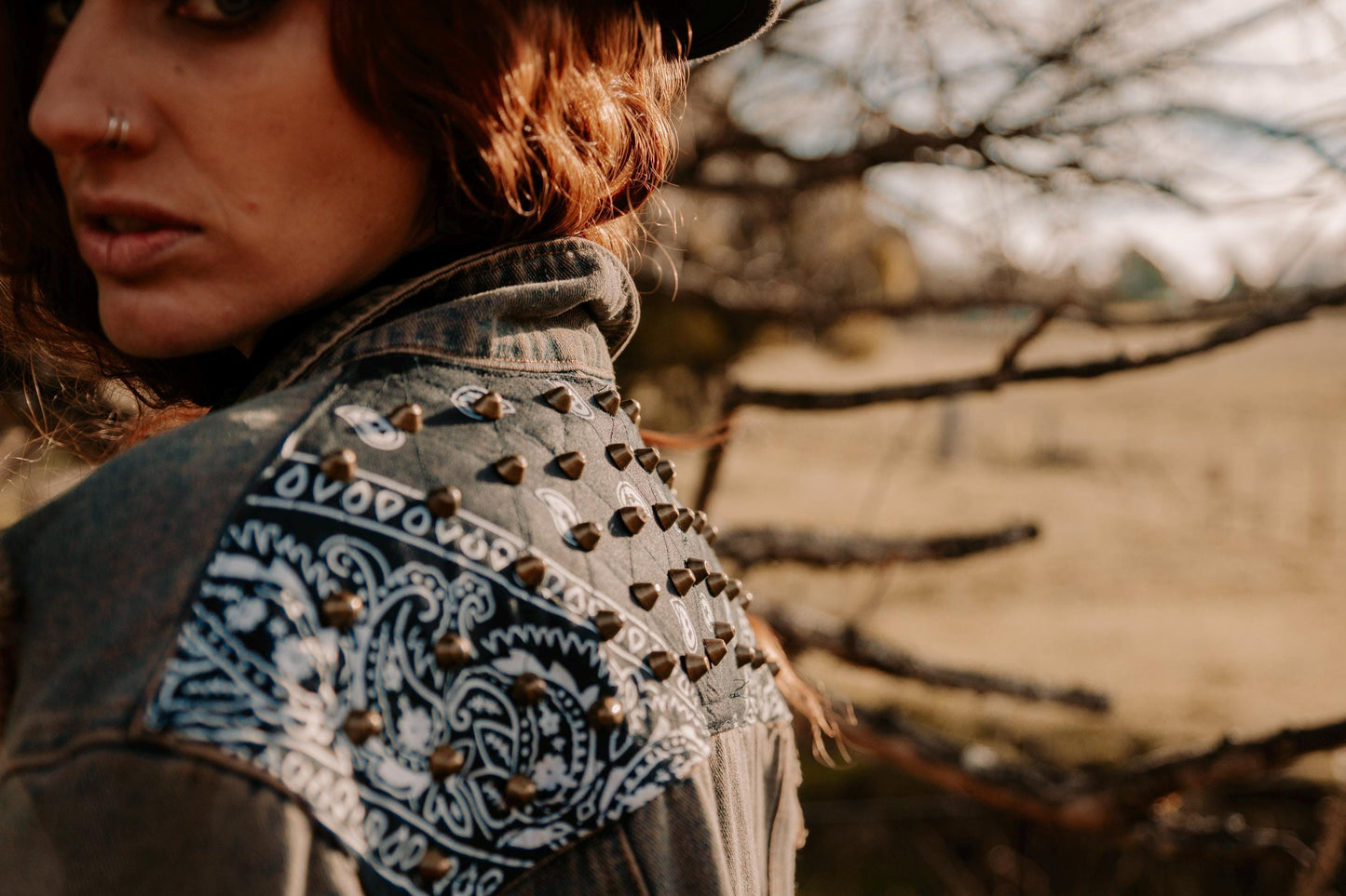 custom jean jacket goth jacket punk jacket brown denim jacket | unique jacket distressed jacket upcycled denim jacket custom denim | size M