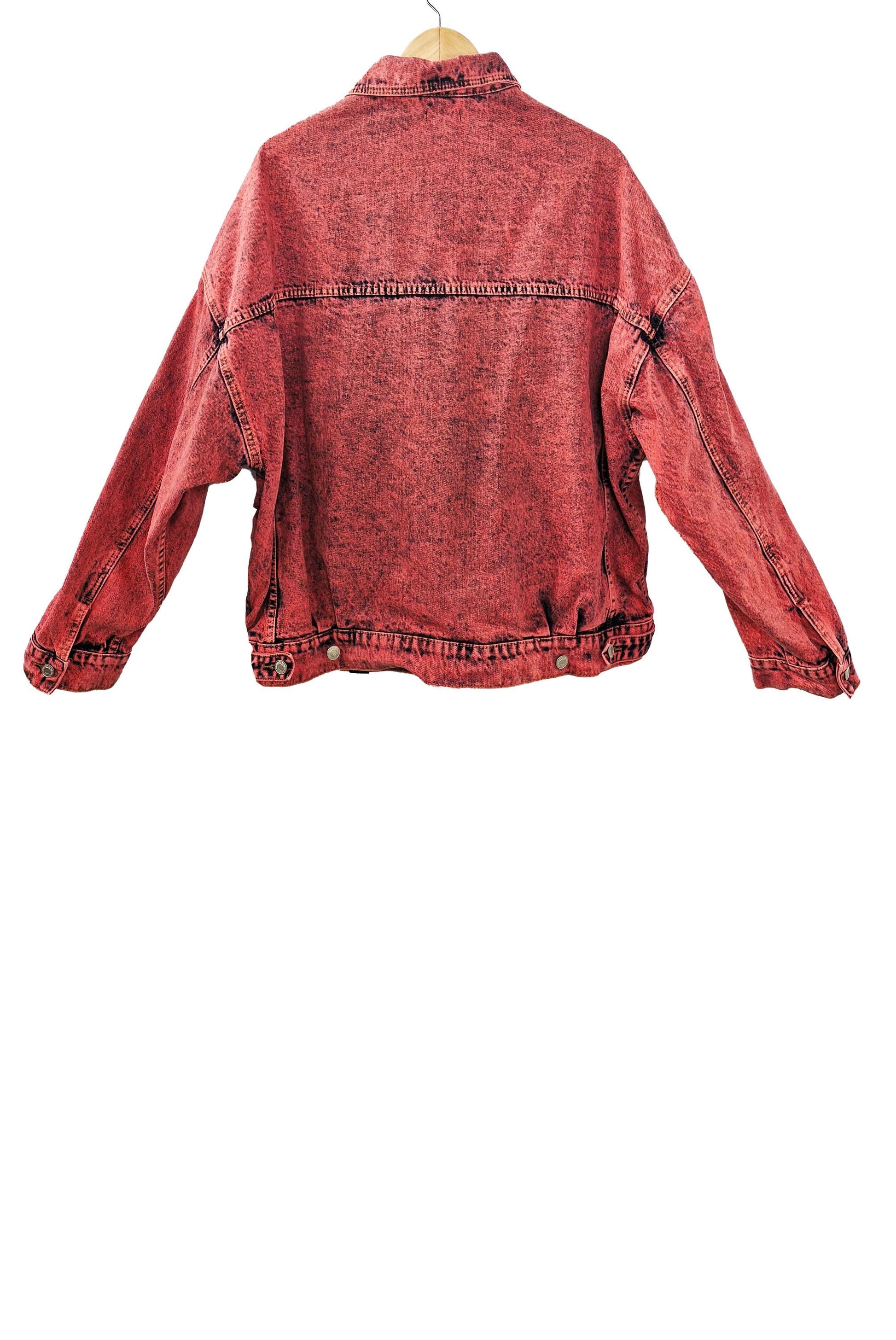 red tie dye jacket red denim jacket custom jean jacket red jeans jacket oversized jacket | upcycled jean jacket size XL
