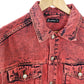 red tie dye jacket red denim jacket custom jean jacket red jeans jacket oversized jacket | upcycled jean jacket size XL