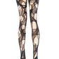 Brown black lace tights torn tights floral lace fishnet tights Halloween tights patterned tights goth tights fishnet stockings gothic tights