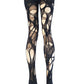 Brown black lace tights torn tights floral lace fishnet tights Halloween tights patterned tights goth tights fishnet stockings gothic tights