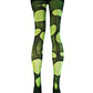 Neon Green Leopard Tights Ripped Fishnet Tights Festival Outfit Rave Tights Y2K Leopard Print Leggings Burning Man Clothing