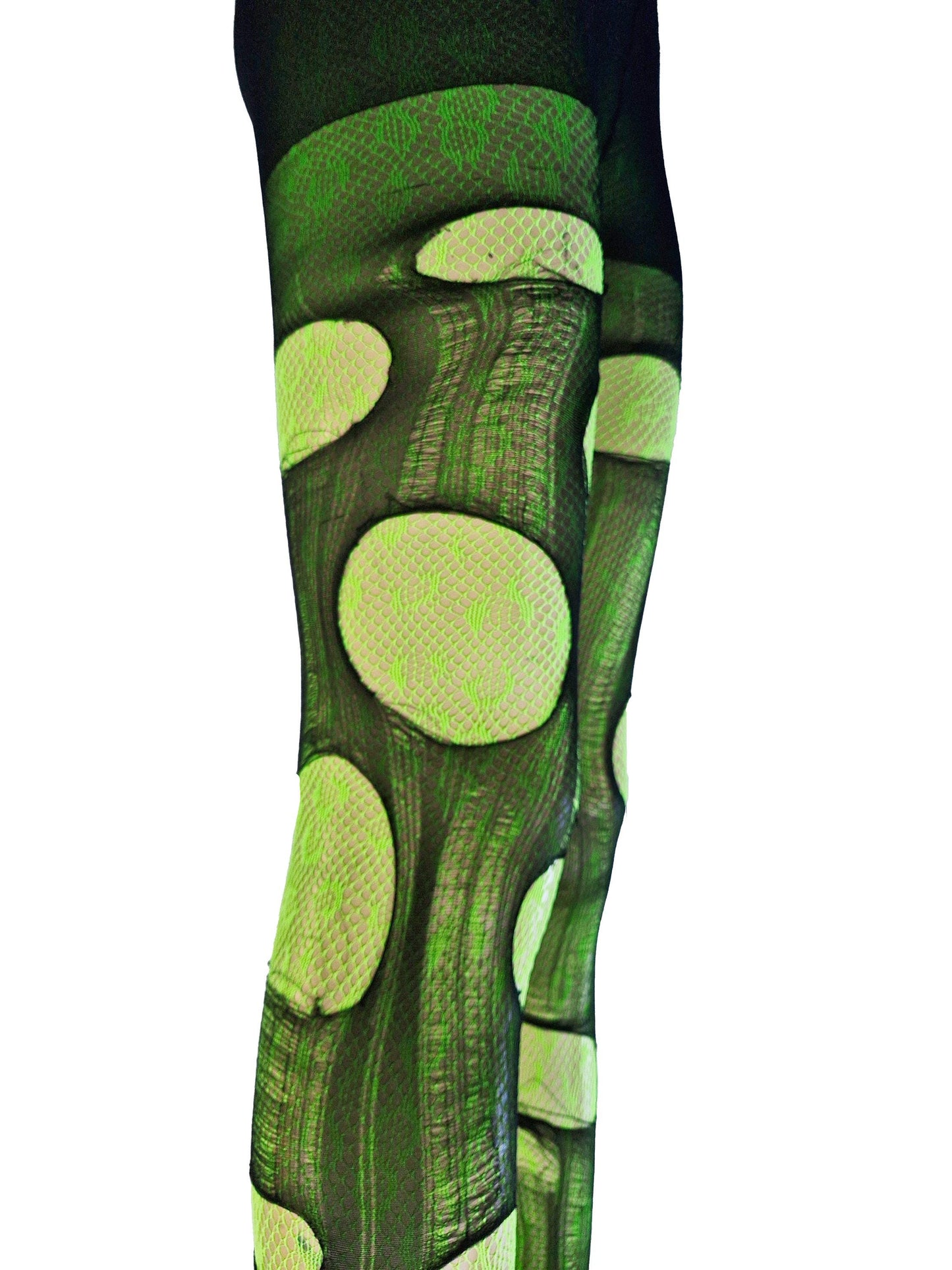 Neon Green Leopard Tights Ripped Fishnet Tights Festival Outfit Rave Tights Y2K Leopard Print Leggings Burning Man Clothing
