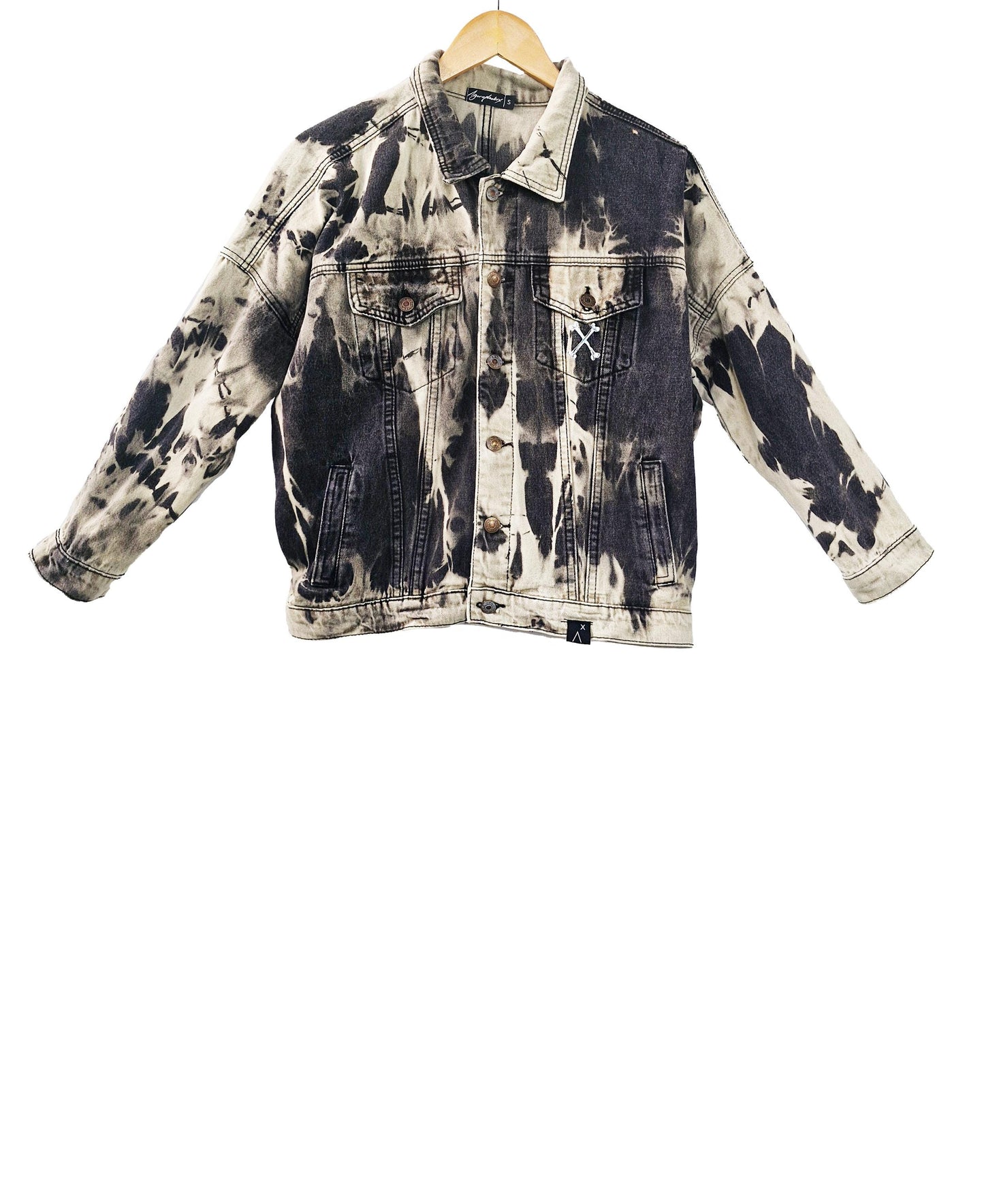Black & white tie dye jean jacket custom jean jacket tie dye denim jacket oversized jacket | y2k jacket upcycled jean jacket size XL