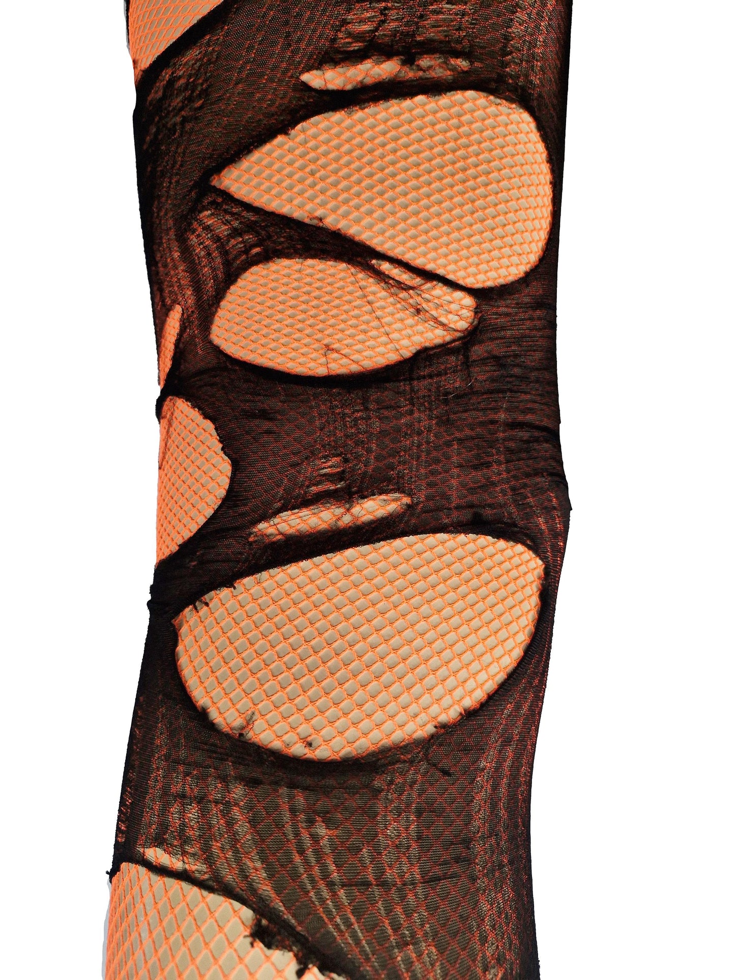 Neon Orange Distressed Fishnet Tights Festival Rave Outfit Cyber Y2K Alternative Leggings EDM Clothing Burning Man