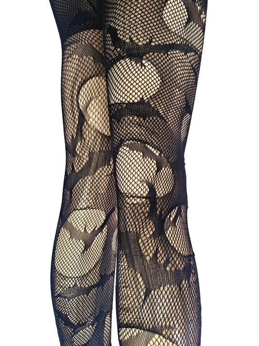 Black ripped bat fishnet tights