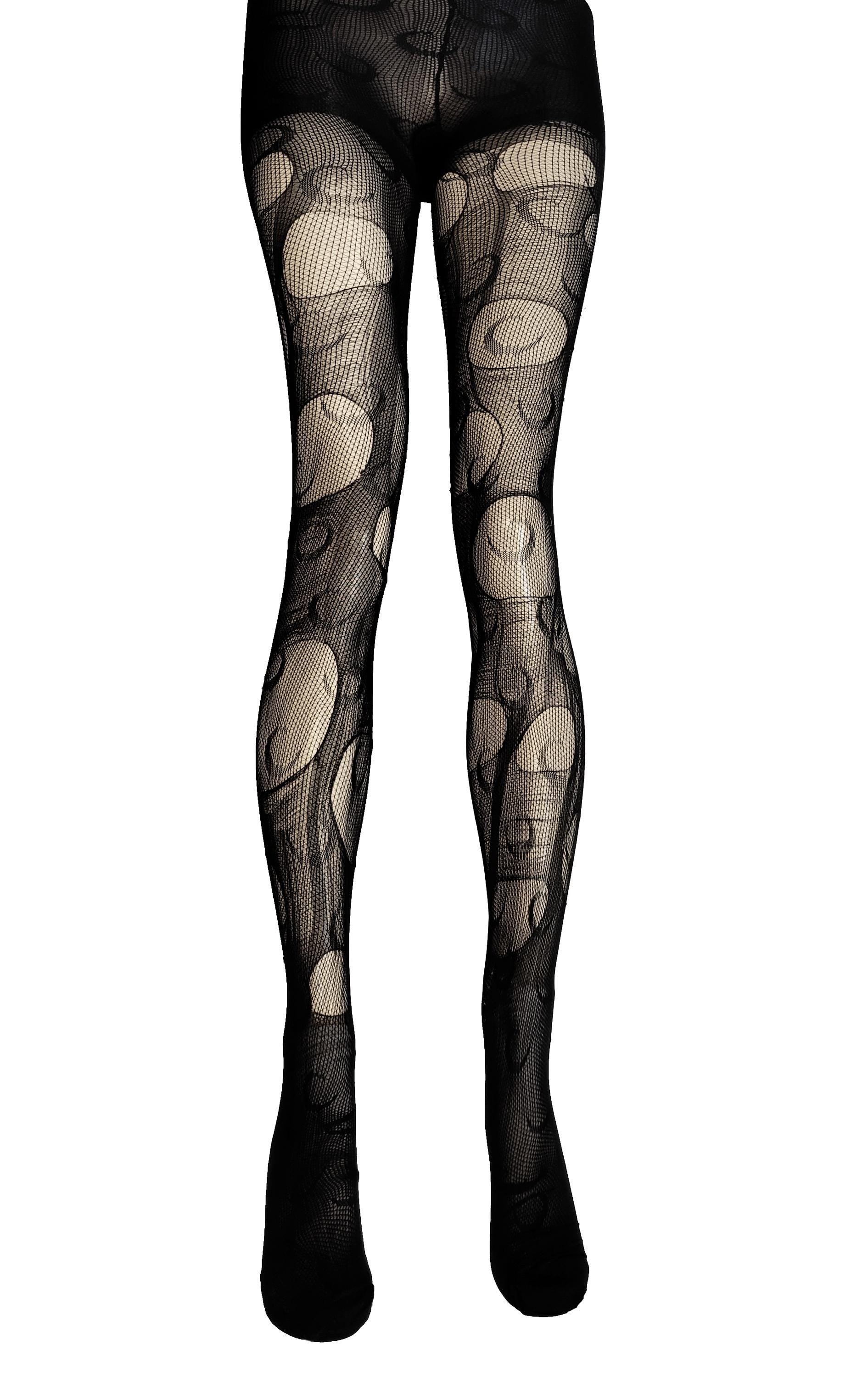 Bat print torn tights ripped tights witchy leggings | goth tights gothic tights fishnet tights fishnet stockings | distressed tights