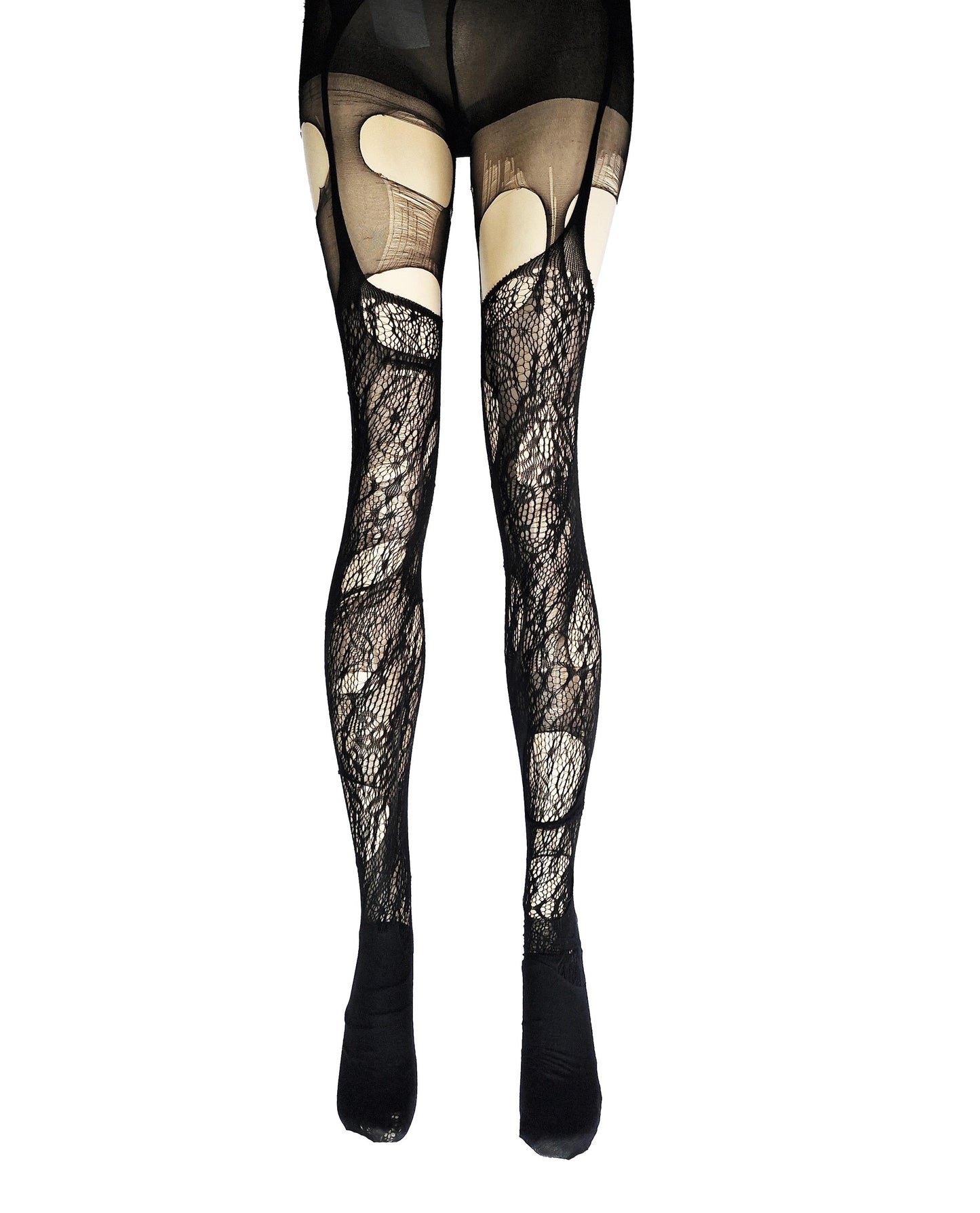 Brown Lace Garter Tights Fairycore Fishnet Tights Earth Witch Festival Leggings Dark Boho Woodland Goth Alternative Fashion